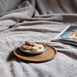 Holzteller Deko Teller Kerzenteller rund 22 o 30 cm Blattmuster braun Mangoholz dekobrett