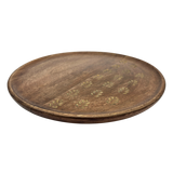 Holzteller Deko Teller Kerzenteller rund 22 o 30 cm Blattmuster braun Mangoholz dekobrett