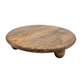 Dekoteller rund auf Füßen Kerzentablett Mangoholz 29 cm Holztablett Blumenhocker Dekorativ