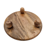 Dekoteller rund auf Füßen Kerzentablett Mangoholz 29 cm Holztablett Blumenhocker Dekorativ