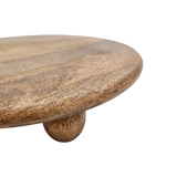 Dekoteller rund auf Füßen Kerzentablett Mangoholz 29 cm Holztablett Blumenhocker Dekorativ