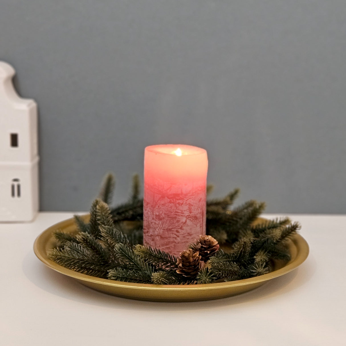 Metallteller Dekoteller rund Gold 30 cm Kerzenteller Kerzentablett Adventsteller Weihnachten