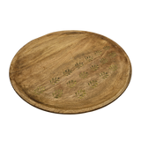 Holzteller Deko Teller Kerzenteller rund 22 o 30 cm Blattmuster braun Mangoholz dekobrett