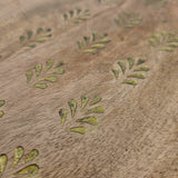 Holzteller Deko Teller Kerzenteller rund 22 o 30 cm Blattmuster braun Mangoholz dekobrett