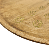 Holzteller Deko Teller Kerzenteller rund 22 o 30 cm Blattmuster braun Mangoholz dekobrett