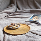 Holzteller Deko Teller Kerzenteller rund 22 o 30 cm Blattmuster braun Mangoholz dekobrett