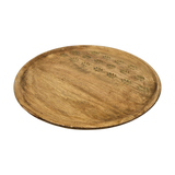 Holzteller Deko Teller Kerzenteller rund 22 o 30 cm Blattmuster braun Mangoholz dekobrett