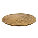 Holzteller Deko Teller Kerzenteller rund 22 o 30 cm Blattmuster braun Mangoholz dekobrett