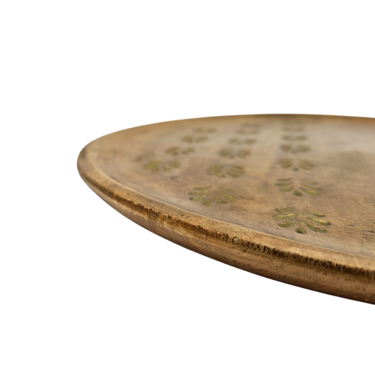 Holzteller Deko Teller Kerzenteller rund 22 o 30 cm Blattmuster braun Mangoholz dekobrett