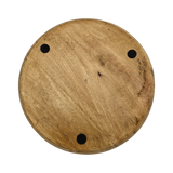 Holzteller Deko Teller Kerzenteller rund 22 o 30 cm Blattmuster braun Mangoholz dekobrett