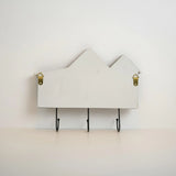 Wandgarderobe weiß Shabby Landhaus – 3 Haken, 1 Schublade, Haus & Stern Flurgarderobe