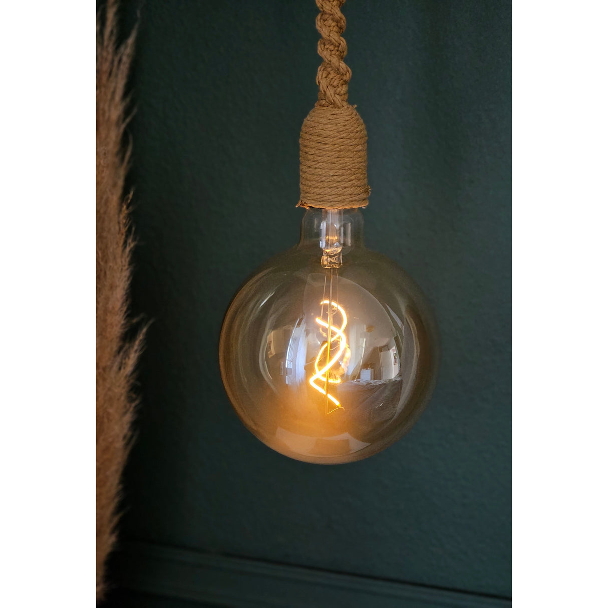Hängelampe LED Braun Seil Macrame Hängeleuchte Timer Fernbedienung  Ø15cm Lampe