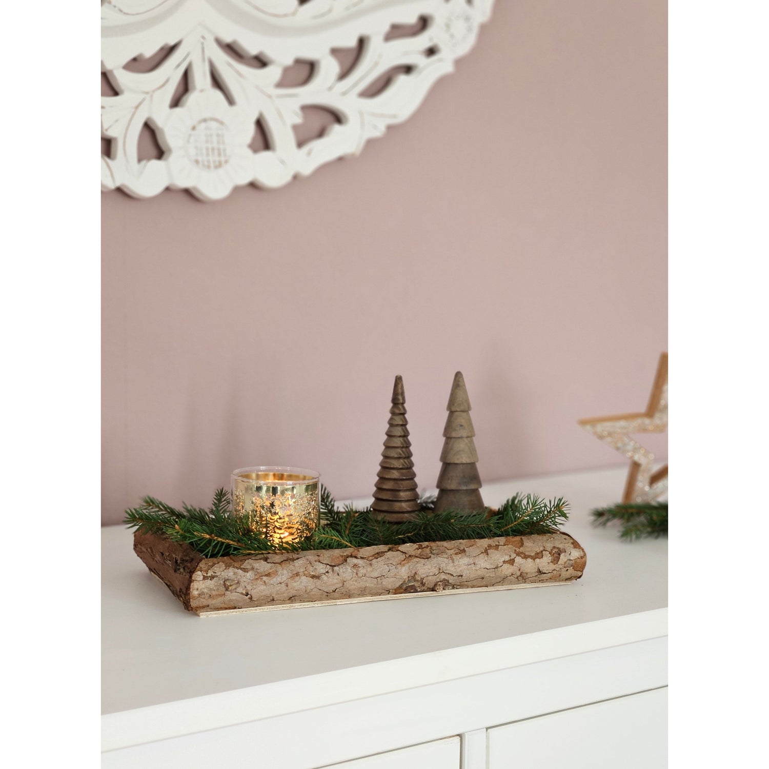 Tablett Holz Natur Baumrinde Dekobrett Holztablett Schale Servierbrett Länglich