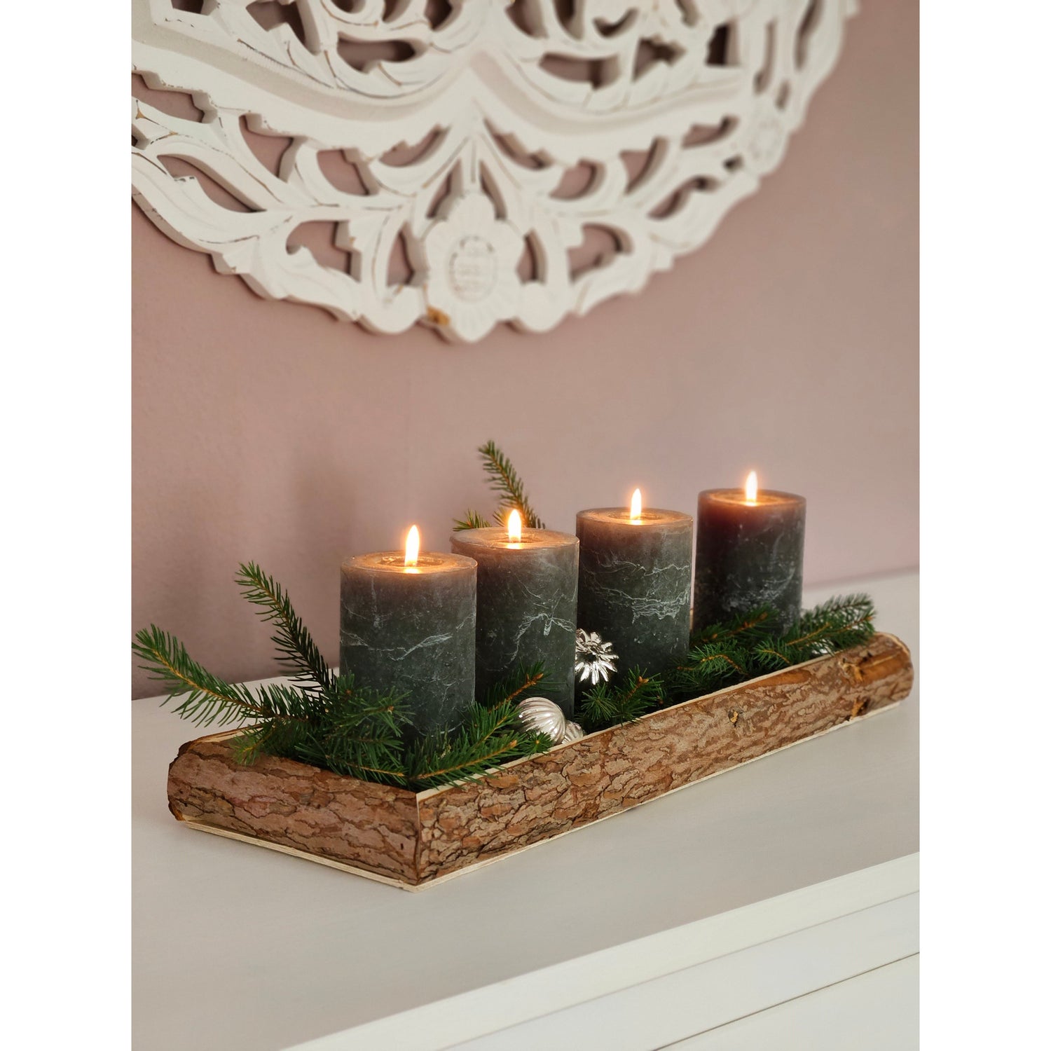 Tablett Holz Natur Baumrinde Dekobrett Holztablett Schale Servierbrett Länglich