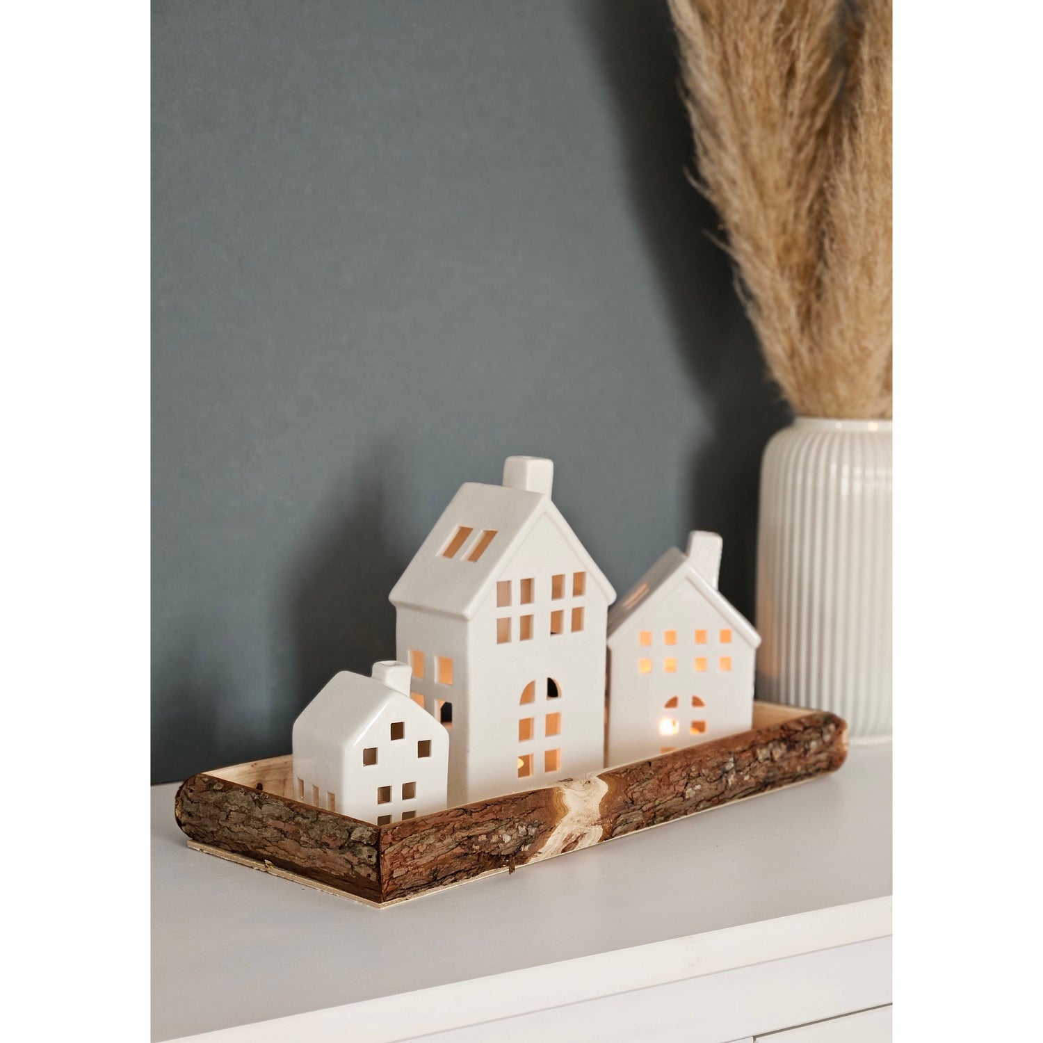 Tablett Holz Natur Baumrinde Dekobrett Holztablett Schale Servierbrett Länglich