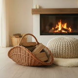 Kaminholzkorb mit Jute XXL Weidenkorb Holzkorb Holztrage 43x70 cm