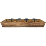Kerzenhalter Kerzenständer Tablett Holz Mangoholz Advent Deko für 4 Kerzen 53 cm