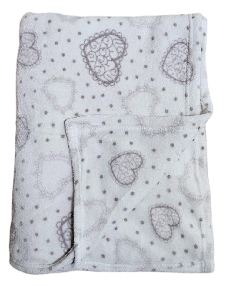 Kuscheldecke Decke Tagesdecke Herzen 150x200 cm Creme Grau Beige Rot Wohndecke