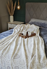 Kuscheldecke Decke Tagesdecke Herzen 150x200 cm Creme Grau Beige Rot Wohndecke