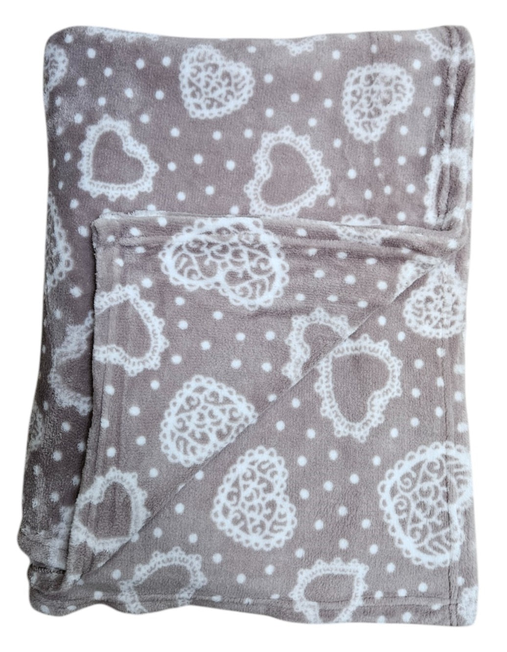 Kuscheldecke Decke Tagesdecke Herzen 150x200 cm Creme Grau Beige Rot Wohndecke
