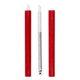 Kerze LED 2er Set Batteriebetrieb warmweiß flackern Stabkerzen Creme Rot Wachs