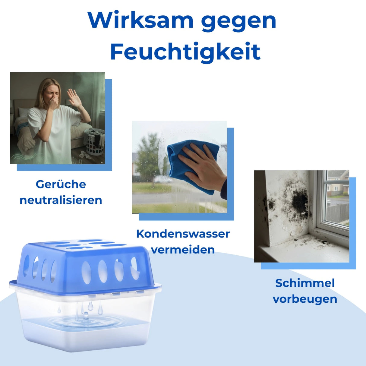Luftentfeuchter 4x + 8x 400g Nachfüllpacks Raumentfeuchter für Bad Keller uvm. Bis 60m²