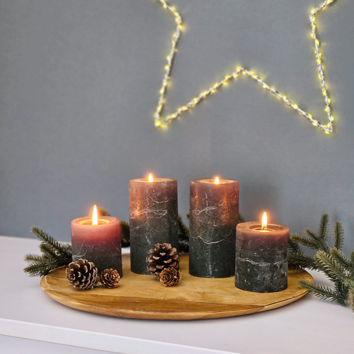 Holzteller Dekoteller rund hellbraun dunkelbraun 37 cm Kerzenteller Mangoholz