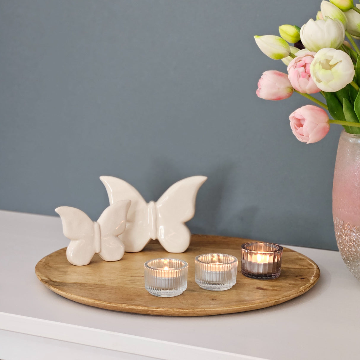 Holzteller Dekoteller rund hellbraun dunkelbraun 37 cm Kerzenteller Mangoholz