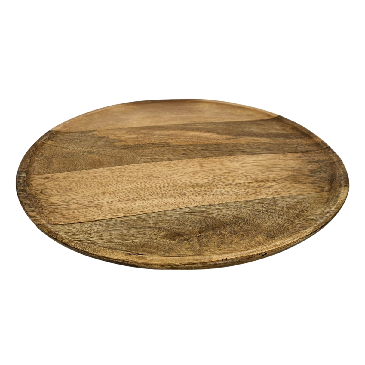 Holzteller Dekoteller rund hellbraun dunkelbraun 37 cm Kerzenteller Mangoholz