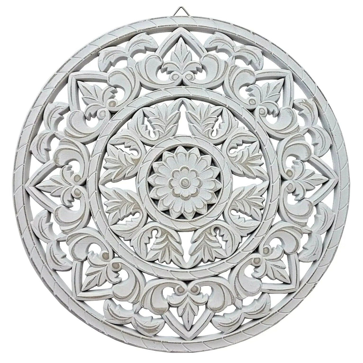 Ornament Holzbild Wandornament Holz shabby weiß Landhaus Dekoration Mandala Deko