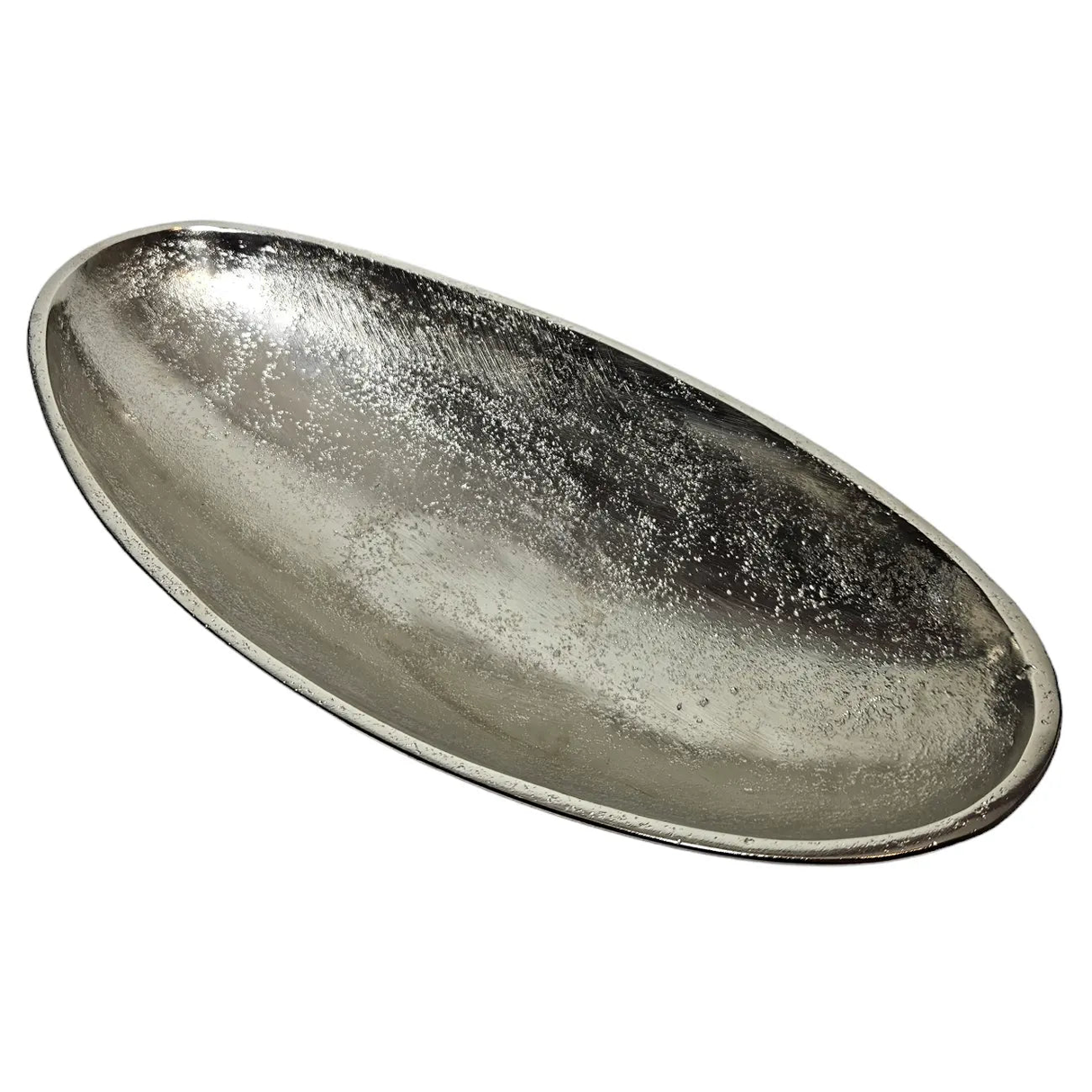 Dekoschale Metall silber Schale Metallschale oval Deko Tischdeko Länge 34 cm