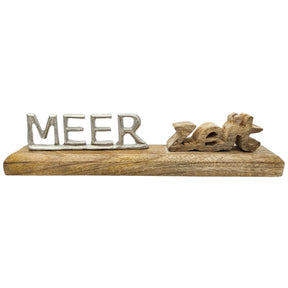 Schriftzug MEER-Zeit Dekoschriftzug Mangoholz Metall Holz Braun Silber Deko 30cm - Schriftzug