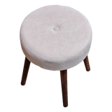Hocker Fußhocker Polsterhocker Cord Holzbeine Sitzhocker rund beige 35x45 cm