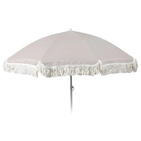 Sonnenschirm UV-Schutz 30+ Strandschirm mit Fransen Balkonschirm Schirm Ø 155 cm Hellgrau - Sonnenschirm