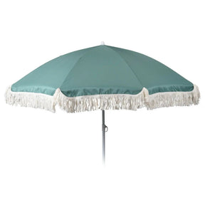 Sonnenschirm UV-Schutz 30+ Strandschirm mit Fransen Balkonschirm Schirm Ø 155 cm Kiefergrün - Sonnenschirm