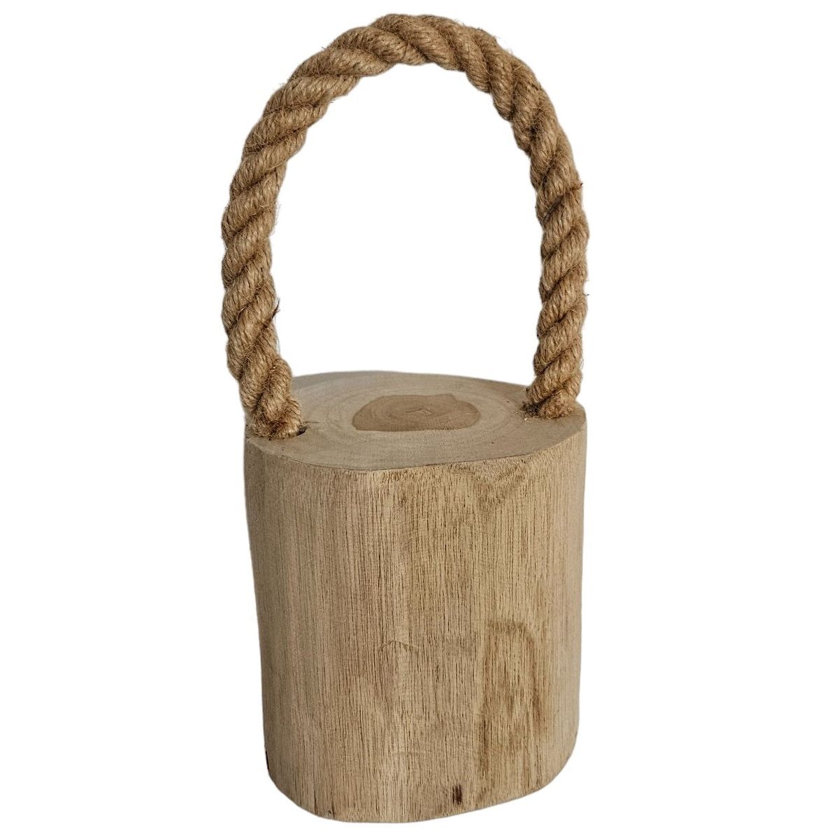 Türstopper Teakholz Boden Türpuffer Holzstamm Holz Kordelgriff Natur Ø 13 cm