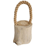 Türstopper Teakholz Boden Türpuffer Holzstamm Holz Kordelgriff Natur Ø 13 cm