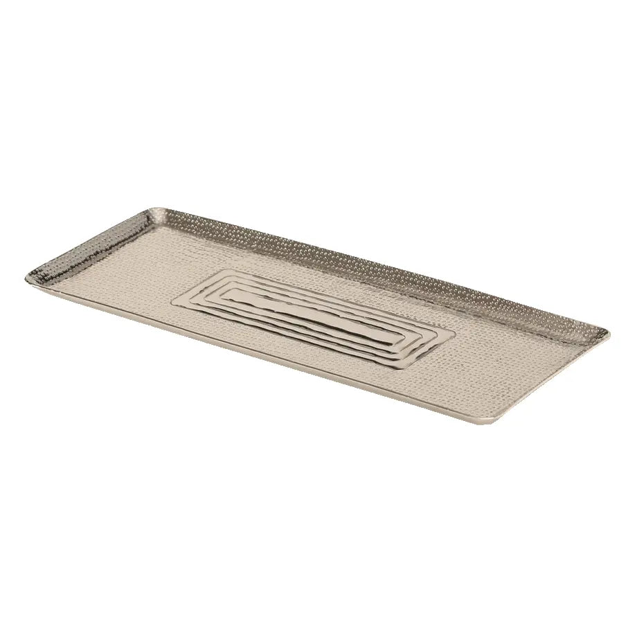 Tablett Dekotablett Dekoschale silber Metall Deko Kerzentablett Kleines Tablett, 47 x 19 cm)