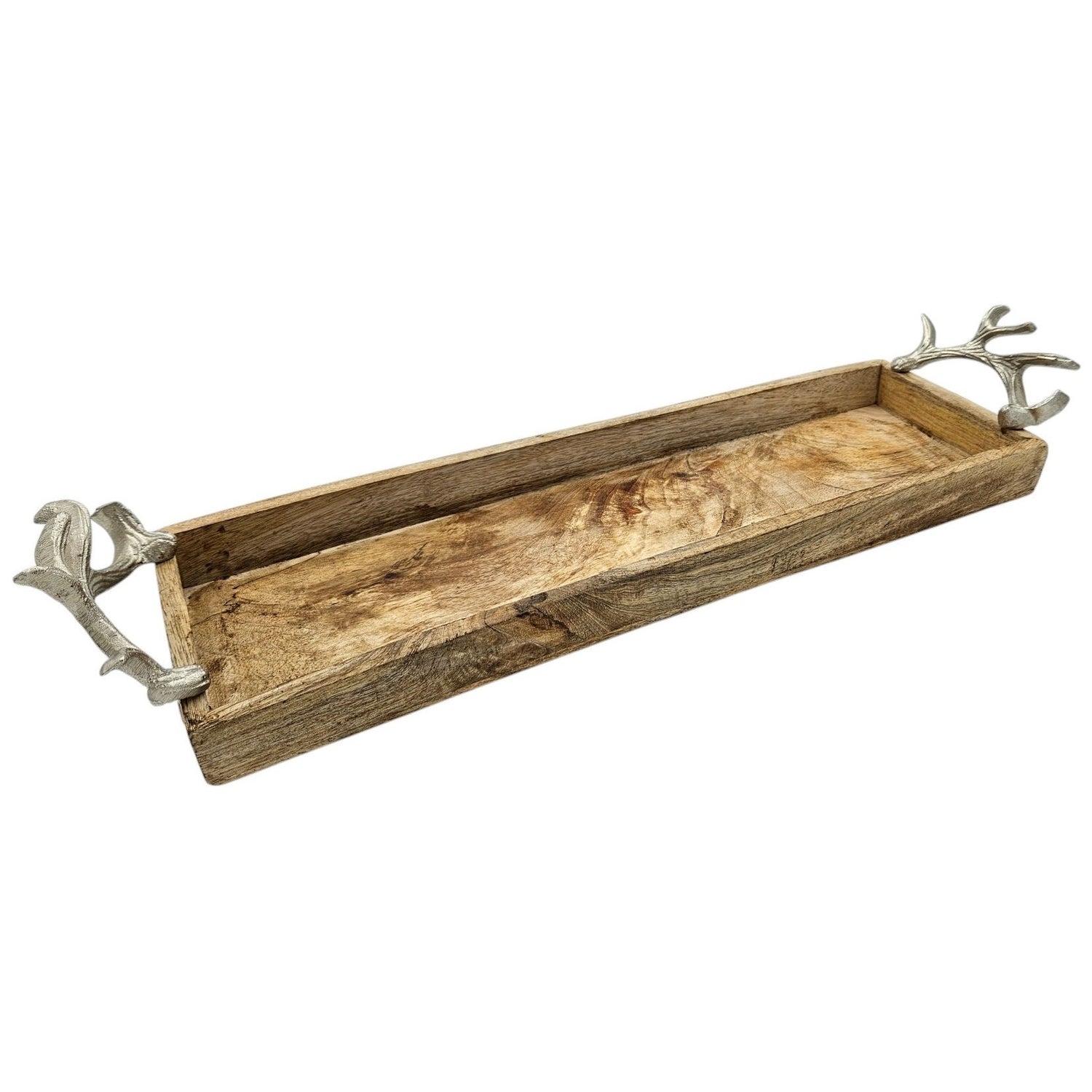 Tablett Mangoholz langes Tablett Kerzentablett Serviertablett 68 cm Holz