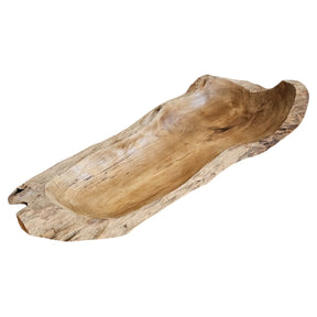 Dekoschale Naturschale Teak Holz lang 60 cm Schale braun massiv stabil Obstschale XL - Holzschale