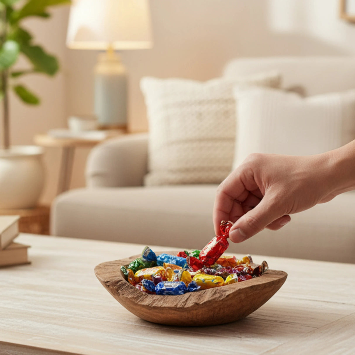 Dekoschale 2er Set Teakschale Aufbewahrung rund 15 cm Wurzelholz Massiv