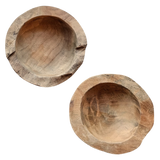 Dekoschale 2er Set Teakschale Aufbewahrung rund 15 cm Wurzelholz Massiv