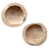 Dekoschale 2er Set Teakschale Aufbewahrung rund 15 cm Wurzelholz Massiv