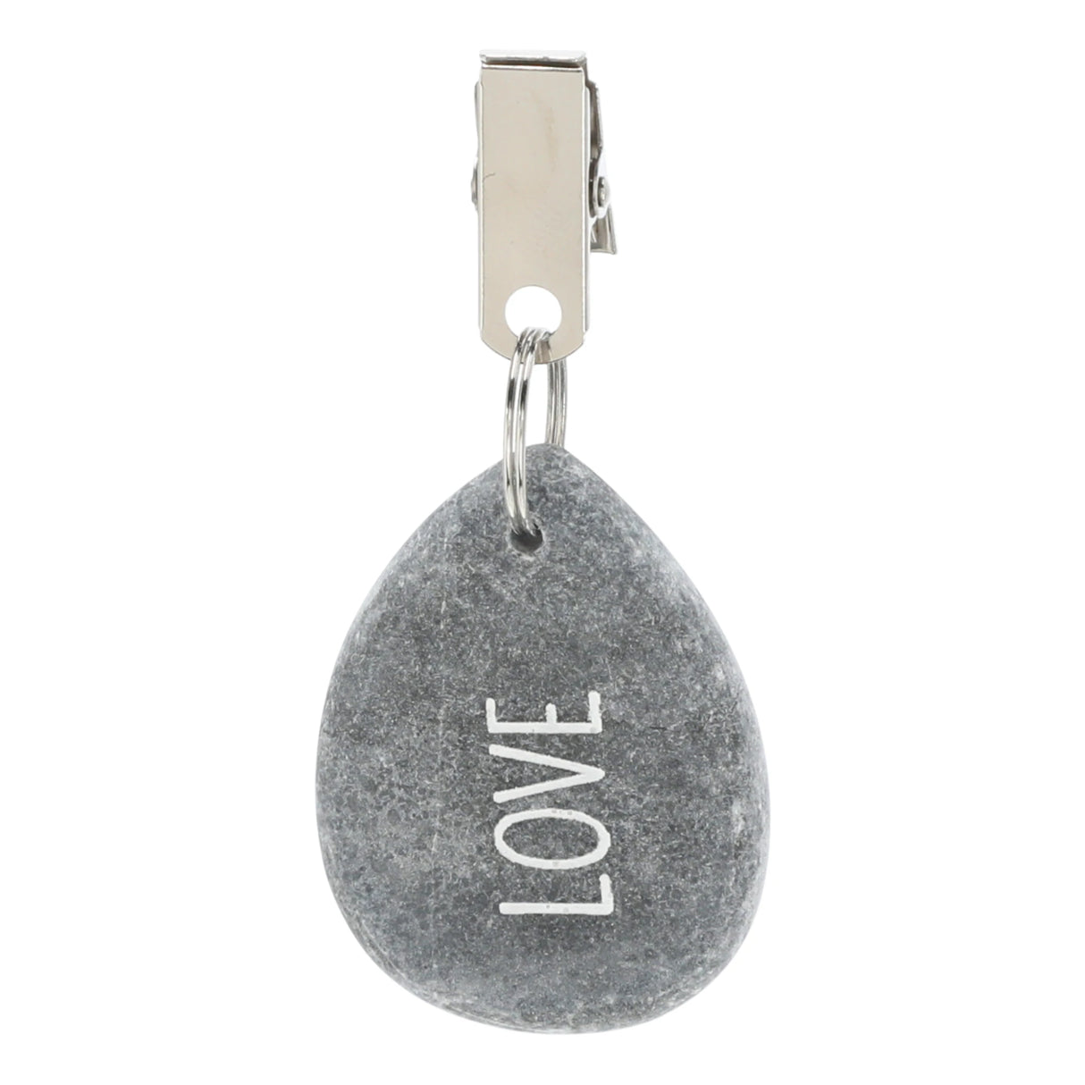 4er Set Tischdeckenbeschwerer grau Stein Love Luck Happy Smile Stahlclips 250 gr
