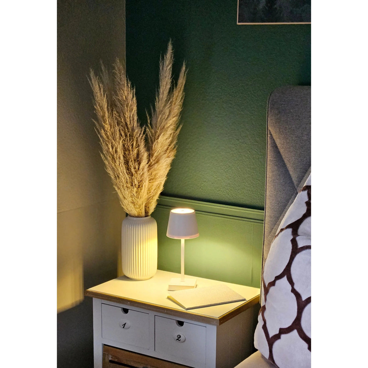 Tischleuchte Touch dimmbar LED Lampe Leuchte weiß silber kabellos Höhe 26 cm