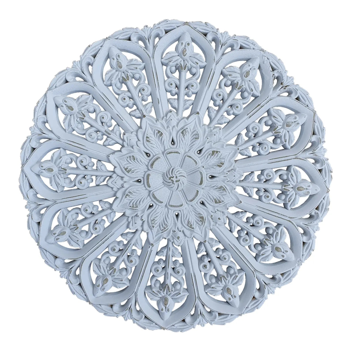 Wandornament LILLY weiß shabby rund Ornament Holzbild Wanddeko Holzornament Ø 40 cm