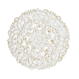Ornament Holzbild Wandornament Holz shabby weiß Landhaus Dekoration Mandala Deko
