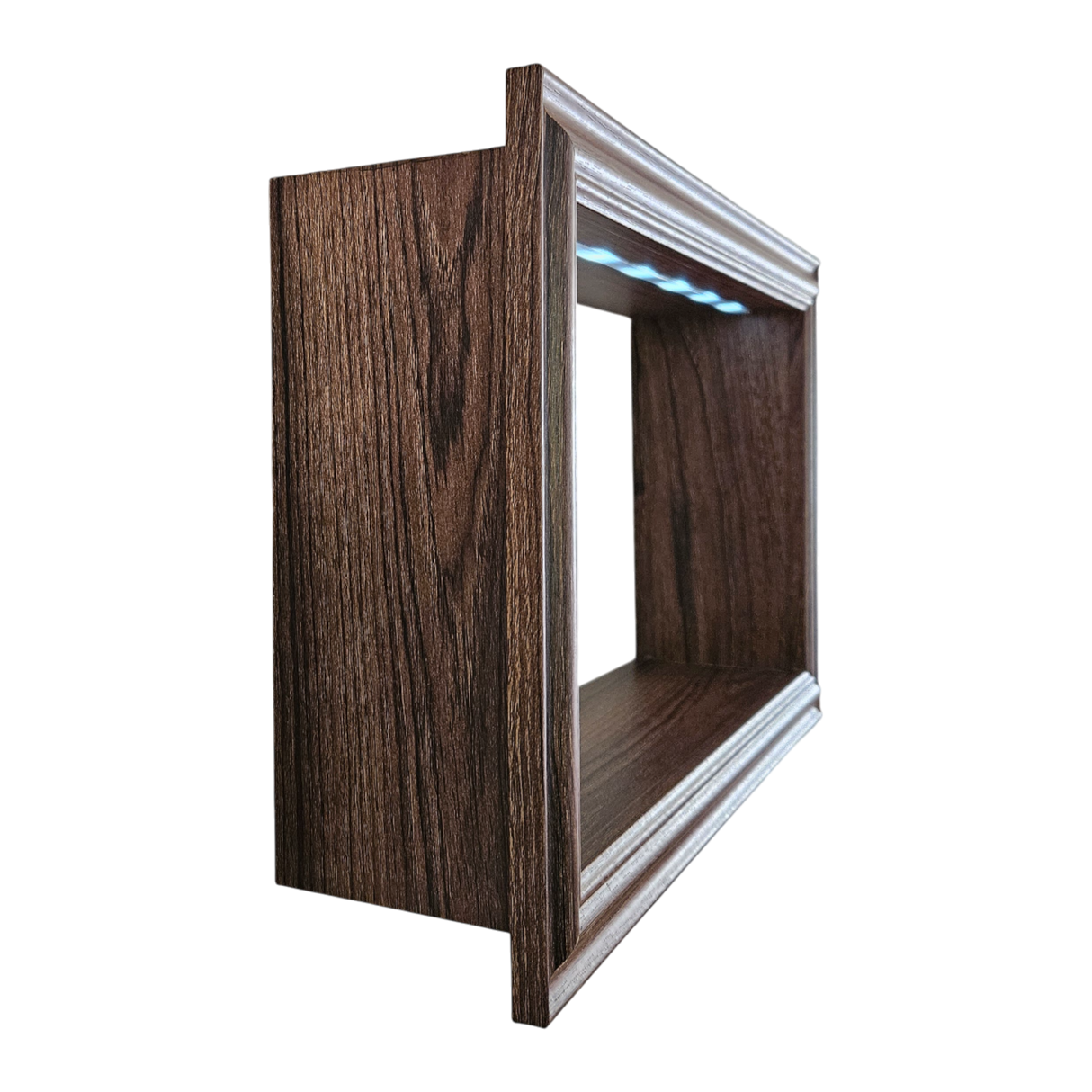 Wandregal Holzregal Dekoregal Modern mit LED 40x25 cm braun Bilderrahmen