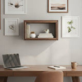 Wandregal Holzregal Dekoregal Modern mit LED 40x25 cm braun Bilderrahmen