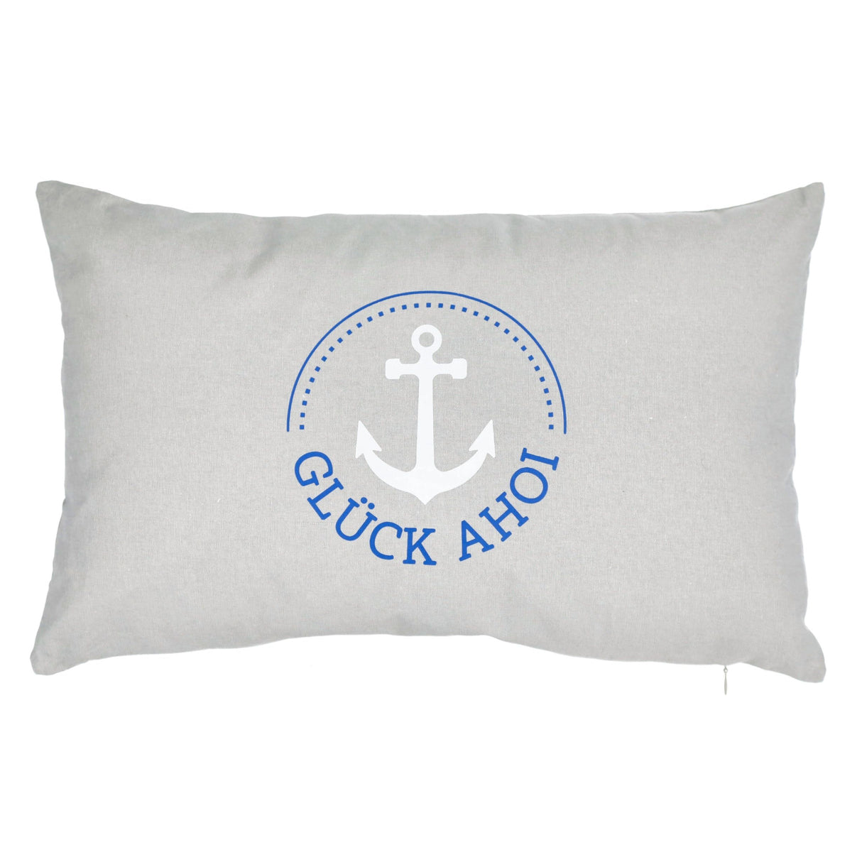 Kissen Dekokissen grau Maritim mit Füllung 47x28 cm Ahoi Hafen Zierkissen Boot Anker